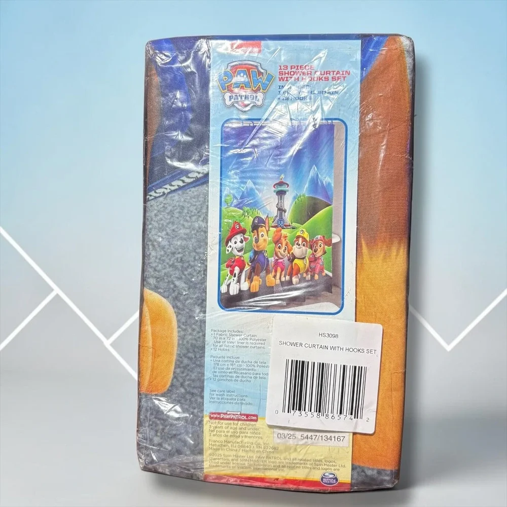 Nickelodeon Paw Patrol 13 Piece Shower Curtain with Hooks Set 70x72 HS3098 NEW